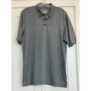 Under Armour loose fit heat gear SM Gray and Blue striped polo